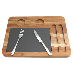 Acacia Wood Cheese Board <b>Square</b> With Knife And Fork <b>Set</b> For Kitchen Serving Tray Bread Cheese Plate Accessories - Product Image 4