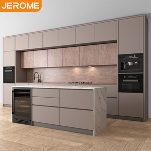 Fabricante Jerome, Isla de Cocina Personalizada de Madera Contrachapada con Laminado HPL, Encimera de Cuarzo, Diseño de Gabinetes - Product Image 3
