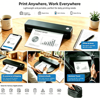 Printer Thermal Mini Saku A4 Portabel Hitam Putih Nirkabel Genggam Tanpa Tinta untuk Dokumen Rumah Kantor Stok 1 Tahun