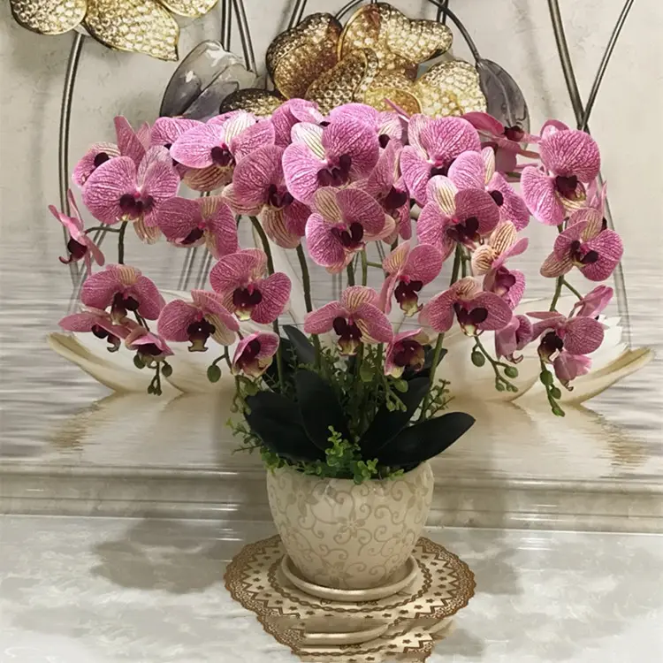 Высококачественные искусственные цветы, Декор для дома, букет цветов, украшение для вестибюля отеля, 6 цветов, Орхидея-бабочка из полиуретана