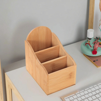 Boîte d'organisation de rangement de bureau en bambou pour hôtel à la maison pour brosse de maquillage télécommandée et organisateur de porte-stylo