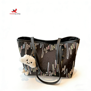 Bolso Tote Casual de Gran Capacidad para Mujer, Bolso de Hombro a Rayas de Moda, Bolso de Hombro de Poliéster, GZ RTS, Pedido Mixto al por Mayor - Product Image 1