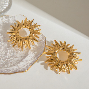 Yueli Sunflower <b>Stud</b> <b>Earrings</b> Zinc Alloy Gold Hollow Flower Women's Party Jewelry - Product Image 4
