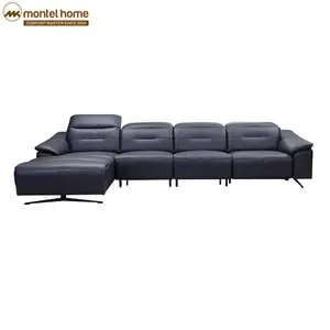 Montel ev mobilyaları ucuz elektrikli kahverengi deri kanepe L şekli Recliner kanepe pakistan'da oturma odası kesit kanepe köşe