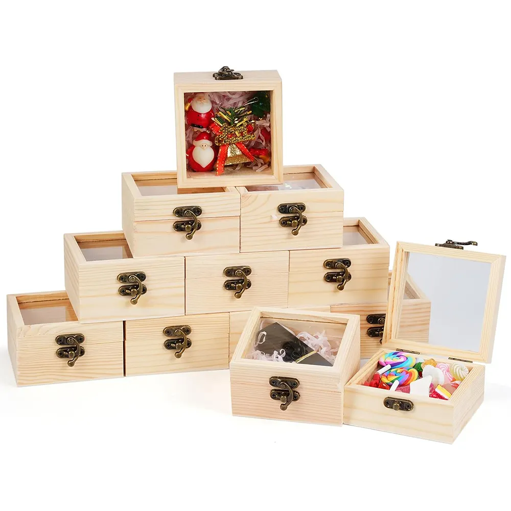 Pfanne billige Holzkiste benutzer definierte Größe Acryl klaren Deckel Kiefer Box Display Verpackung Geschenk Holz Tee kiste