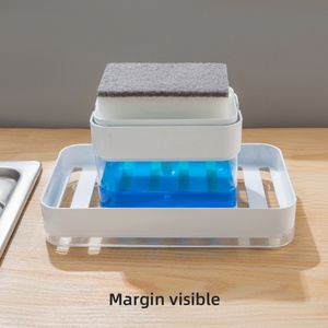 Distributeur de savon de cuisine en plastique avec support pour éponge, distributeur de savon à pompe de qualité supérieure pour évier de cuisine - Product Image 5