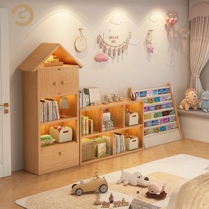 Trẻ em truyền thống Tủ Sách bốn tầng gỗ thiết kế lưu trữ Cubes đồ chơi tổ chức đồ nội thất - Product Image 1
