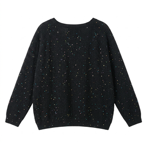 Maglione nero da donna con <span class=keywords><strong>paillettes</strong></span>, pullover in <span class=keywords><strong>maglia</strong></span> con glitter arcobaleno, cardigan ampio, top in <span class=keywords><strong>maglia</strong></span> lucido per feste - Product Image 2
