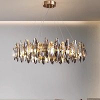 Lustre en cristal noir élégant plafonnier de luxe en or pour salon chambre à coucher table à manger Glowix