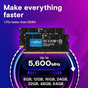 Penting 64GB DDR5 Kit memori <span class=keywords><strong>Laptop</strong></span> SODIMM 262-Pin, kompatibel untuk generasi ke-13 Intel Core AMD untuk Ryzen 6000 5600MHz pilihan kecepatan - Product Image 5