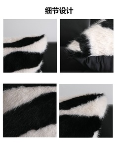 Housse de coussin décorative en <span class=keywords><strong>fausse</strong></span> <span class=keywords><strong>fourrure</strong></span> style Ins, rayures simples noires et blanches, pour canapé et salon - Product Image 6