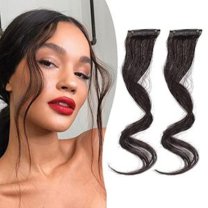 Extensions capillaires synthétiques lisses brunes FUJIA, style barbe <span class=keywords><strong>de</strong></span> dragon, avec <span class=keywords><strong>frange</strong></span> et <span class=keywords><strong>longs</strong></span> côtés, 12 pouces, 2 pièces à clips latéraux - Product Image 1