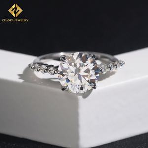 Bague de fiançailles en diamant taille brillant rond, vente chaude, bijoux en argent sterling 925, diamant moissanite GRA VVS pour femmes GRA - Product Image 1