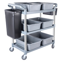Chariot de service à trois niveaux en acier inoxydable pour repas, chariot de collecte de vaisselle commercial pour hôtels et restaurants, support de service mobile