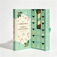 Boîte-cadeau calendrier de l'avent en carton recyclé de luxe, design artisanal personnalisé, fermeture magnétique, compte à rebours de Noël de 24 jours, logo personnalisé