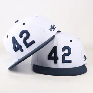 Twill Cotton Flat Brim White Two Tone Adjustable Printed Custom Design Embroidery Team hip-hop Logo Snapback Hats