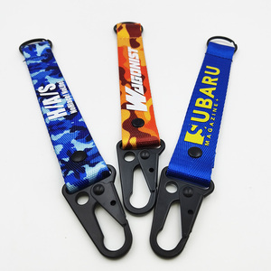 Wholesale Custom Logo Promotional Keychains Carabiners Polyester Key Chains Camouflage Wrist Lanyard Keychain