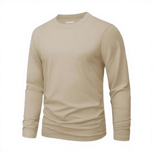 T-shirt en molleton tricoté à manches longues pour homme, élégant, respirant, séchage rapide, effet délavé, 100 % coton, décontracté, pour les vacances, OEM - Product Image 2