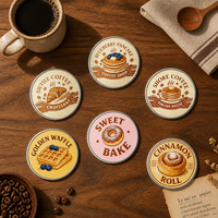 Sous-verre Rond en Métal Rétro pour Boulangerie, Tapis de Tasse à Café, Décoration de Table Vintage à Motif Dessert pour Café, Maison, Souvenir Personnalisé, Vente en Gros