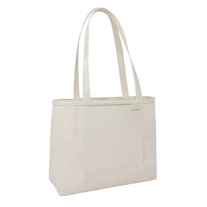 Sac fourre-tout géométrique vintage simple et écologique pour femme, fermeture ouverte, deux poignées, bandoulière amovible, 1-1,9 L, en toile à lettres - Product Image 2