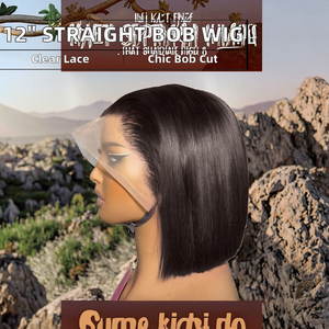 12inch Straight Lace Front Bob Brazilian Hair <b>Wig</b> Baby Hair 100% Human Transparent Hd Lace 180% Density Short Bob <b>for</b> <b>Women</b> - Product Image 2