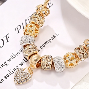 Bracciale da donna regolabile con catena a serpente, in lega placcata bronzo antico, con ciondolo a perla geometrica classica e cava, idea regalo - Product Image 5