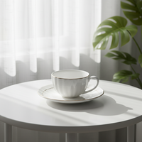 Ensemble tasse et soucoupe à café en porcelaine personnalisée 210 ml, style nordique, luxe blanc avec bord doré, écologique, style américain, vaisselle de table, cadeau