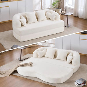Modern Curved Loveseat Sleeper Sofa <b>Bed</b> Pull-Out <b>Bed</b> Chenille Boneless Modular Floor Futon <b>Folding</b> Convertible Living Room Hotel - Product Image 6