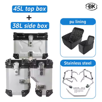 Boîtes latérales noires de 38 litres + Top Case 45L Accessoires de moto Mallettes de rangement universelles pour moto