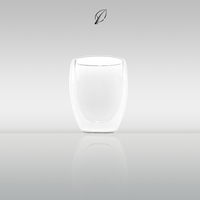 DEYANGQIAOXING Tasse en verre borosilicate à double paroi de 300 ml, haute transparence, écologique, moderne, logo personnalisé, en stock, cadeau
