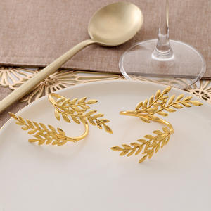 Kreative Luxus Servietten ring Golden Wheat Simulation Pearl Leaf Servietten halter Metall beschichtung Gerste Weizen Serviette Schnalle Hochzeiten - Product Image 2