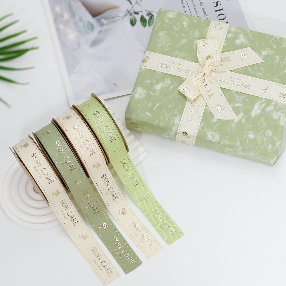 Customized Luxury 3D Embossed Cotton Grosgrain Ribbon Roll Polyester Double Face Ribbon Bow for Gift Wrapping Packing Decoration