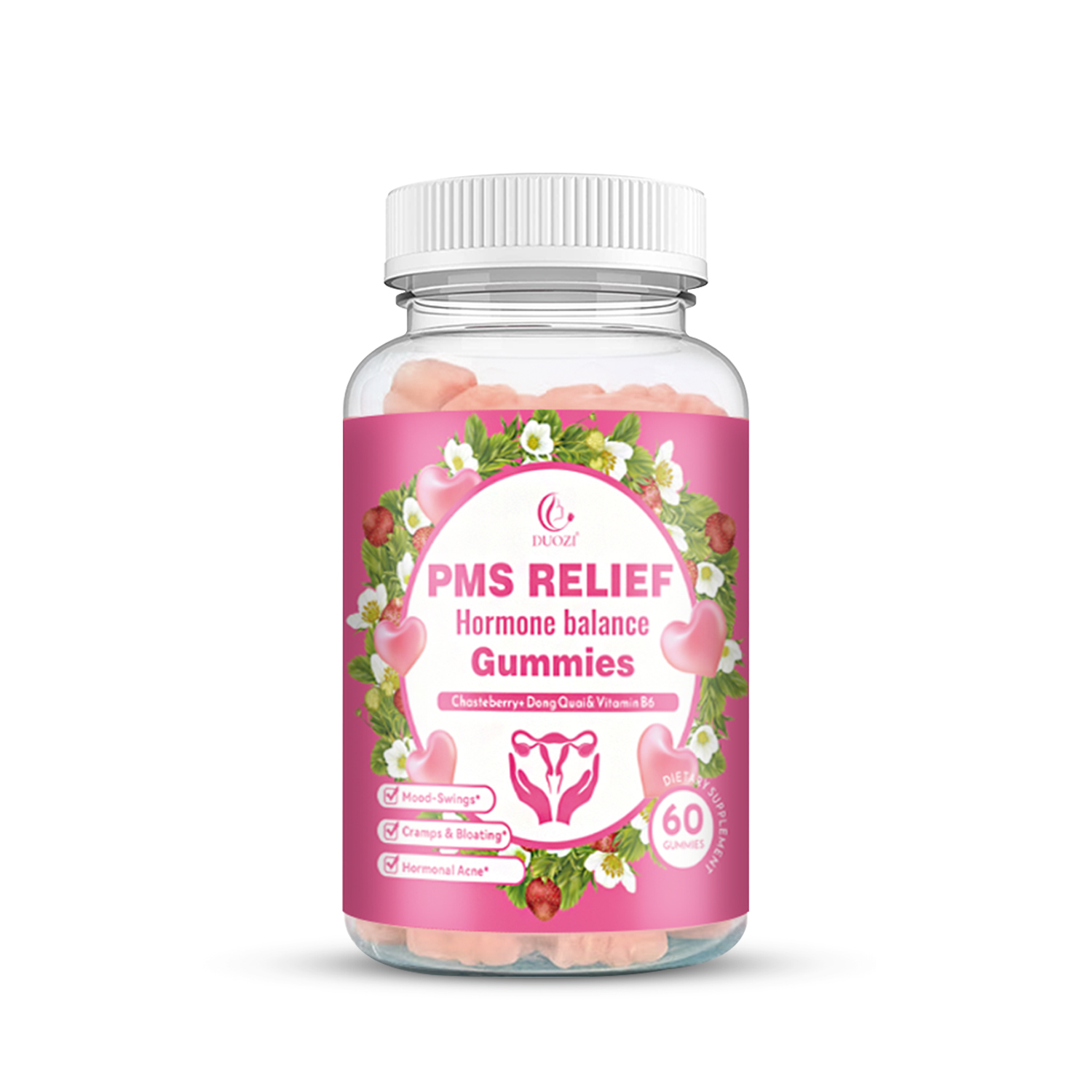 PMS Harmony Gummies - Chasteberry + Vit B6, снятие спазмов и прыщей, гормональный баланс