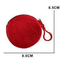 Prix de fabrication en gros, porte-monnaie rond en peluche mignon et portable, mini, 8,5 cm, porte-cartes, portefeuilles avec porte-clés