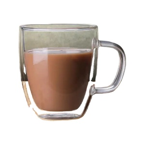 350ml 500ml fond rond épaissi haute borosilicate double paroi isolé poignée tropicale tasse à café en verre - Product Image 1