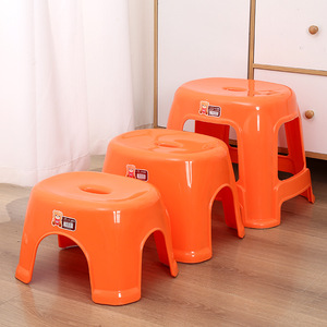 <b>Plastic</b> <b>Stool</b> Thickened Bathroom <b>Stool</b> Non Slip Shower Seat Low <b>Stool</b> Handwashing Shoe Changing Home Use Orange - Product Image 1