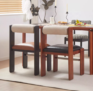 Sedie <span class=keywords><strong>da</strong></span> Pranzo Vintage Ergonomiche con Schienale Alto e Gambe <span class=keywords><strong>in</strong></span> Legno - Product Image 6