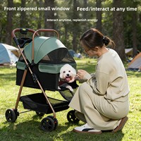 Poussette de transport pour animaux de compagnie moderne en métal, de luxe, légère, pliable, imperméable, avec ceinture et fermeture éclair, pour chiens et chats, détachable et compacte
