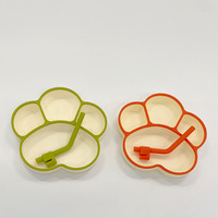 Nouvelle assiette en silicone OEM/ODM avec ventouse intégrée en forme de patte de chat, assiette à repas pour bébé avec compartiments
