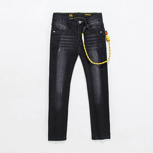 Jeans longs droits en denim pour enfants avec cordon, vente en gros, pour garçons - Product Image 4