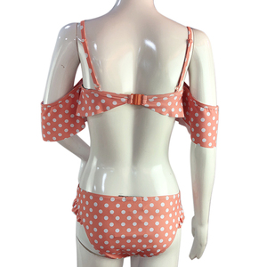 Dame filles <span class=keywords><strong>2</strong></span> <span class=keywords><strong>pièces</strong></span> ensemble <span class=keywords><strong>de</strong></span> bikini col V dot tissu <span class=keywords><strong>volant</strong></span> manches sexy femmes maillots <span class=keywords><strong>de</strong></span> <span class=keywords><strong>bain</strong></span> - Product Image 4