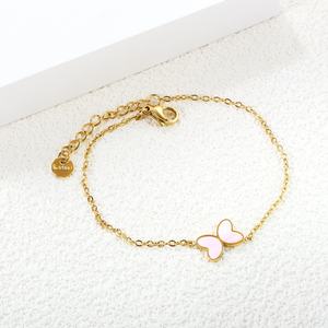 Bracelets personnalisables en acier inoxydable plaqué or 18 carats avec breloques délicates pour femmes, bijoux en gros, bracelet mignon en forme de coquille de papillon - Product Image 4