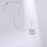 Collier classique en argent sterling 925 plaqué rhodium avec pendentif arbre de vie, chaîne minimaliste, bijoux tendance pour femmes