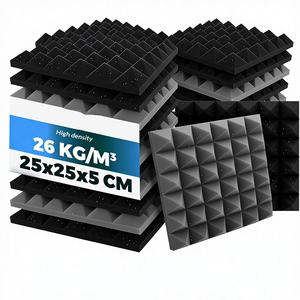 Panneaux d'insonorisation en polyuréthane haute densité 25x25x5cm, ruban adhésif double face, ignifuge pour mur/plafond/porte - Product Image 1