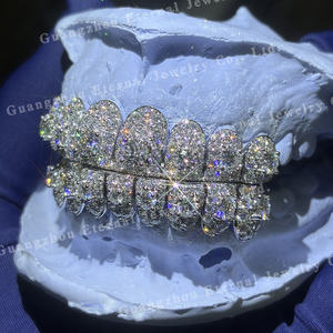 カスタムメンズ女性トップボトム6 8 10 S925シルバーVVSビッグモアッサナイトラボダイヤモンド10K 14K 18Kソリッドローズゴールド歯ファイングリルズ - Product Image 2