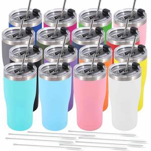 Gobelet isotherme personnalisé en acier inoxydable de 20 oz avec strass, double paroi, isolation sous vide 6-12 heures, couvercle et paille inclus - Product Image 1