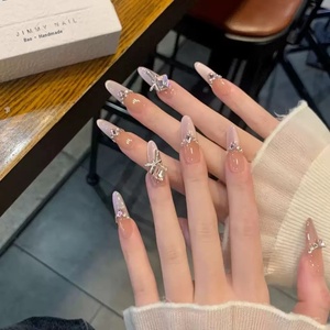 Lujoso acabado de ojo de gato francés rosa púrpura de gama alta, puntas de <span class=keywords><strong>uñas</strong></span> de princesa portátiles, <span class=keywords><strong>uñas</strong></span> terminadas para aplicación en los dedos - Product Image 3