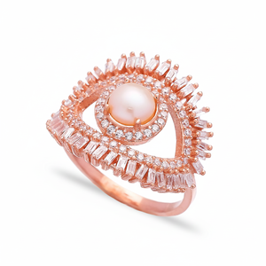 Turkish <b>Eye</b> Design Baguette Zircon Stone Pearl Design 925 Silver Sterling Turkish Handmade Wholesale Women <b>Rings</b> - Product Image 2