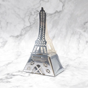 Decoraciones de quinceañera para boda, caja de papel para dulces de corte láser, <span class=keywords><strong>Torre</strong></span> eiffel de París - Product Image 2