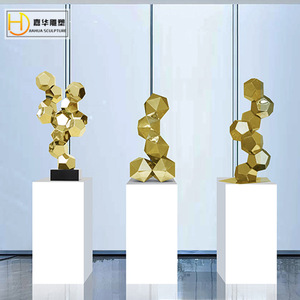 Jiahua Stainless Steel Cube Combination Geometric Abstract Sculpture Floor <b>Mount</b> Interior Decoration - Product Image 4